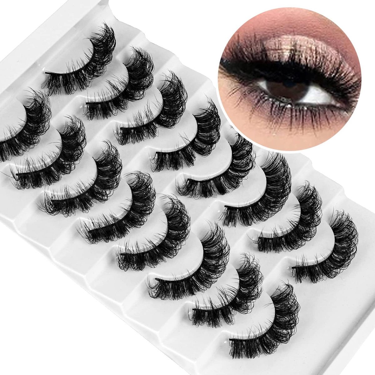 QZ-04 Natural False Eyelashes Multipack 8 Pairs Pure Handmade False Eyelashes Long Bulky Thick Extensions Fashion - ShopVlot
