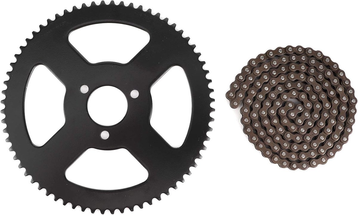SnelShoppen - 144 Links Sprocket en 25H Ketting voor Elektrische Mini Moto, Pocket Bike, ATV Quad - Duurzaam Stalen Accessoire voor 2-Takt As