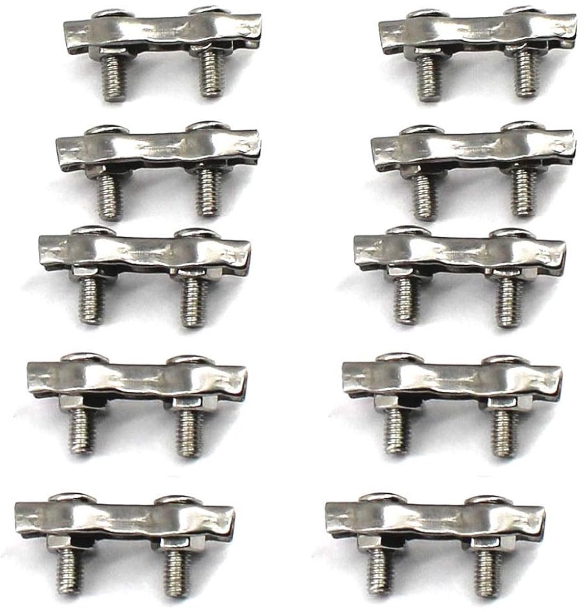 304 Stainless Steel Wire Rope Clip Cable Rope Double Clamp M3 Pack of 10 Pieces - ShopVlot