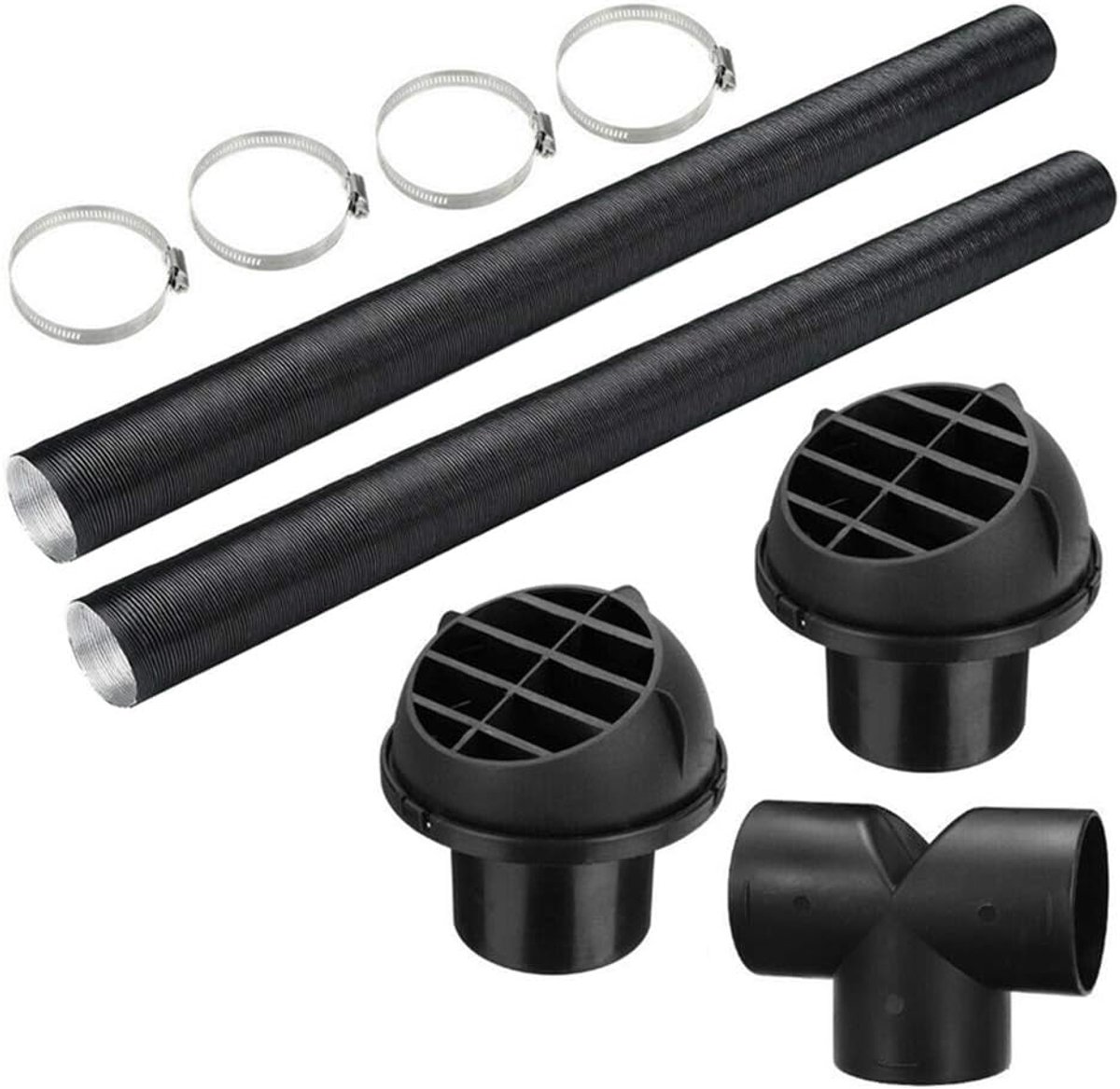 SnelShoppen - Stove Tube Hose Aluminium 75mm Verwarmingspijp Duct T Stuk Warm Luchtuitlaat Ventilatie Slang Klemmen Set Hoge Temperatuur Versterkt War