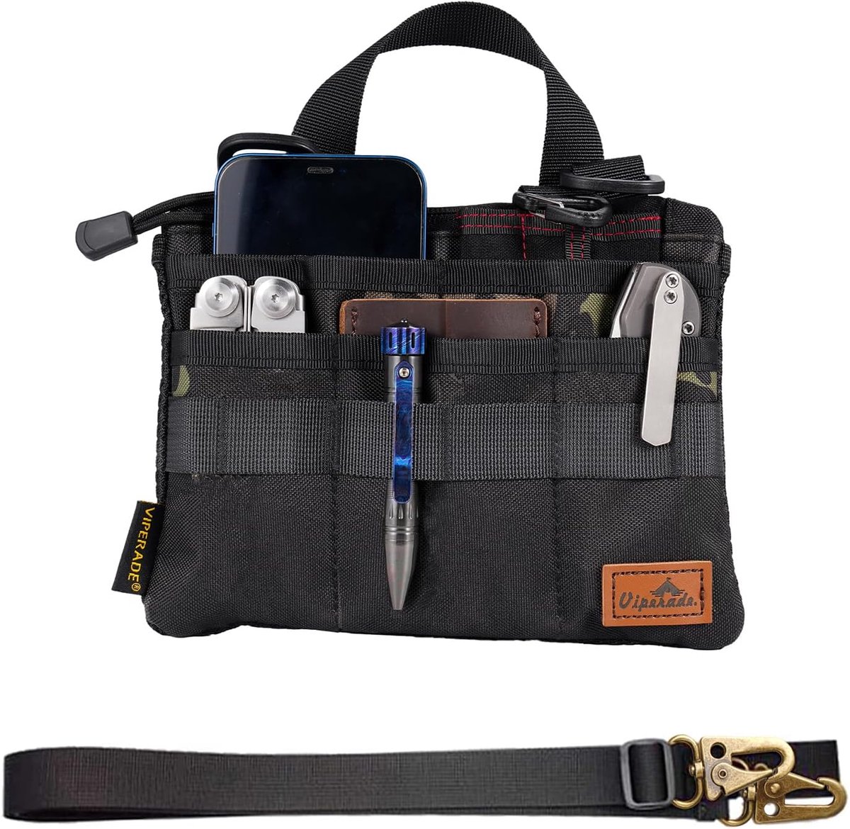 SnelShoppen - Multifunctionele Outdoor Schoudertas voor Mannen en Vrouwen - Nylon Armpit Bag in Zwart Camouflage - Duurzaam, Weerbestendig, Ideaal voo