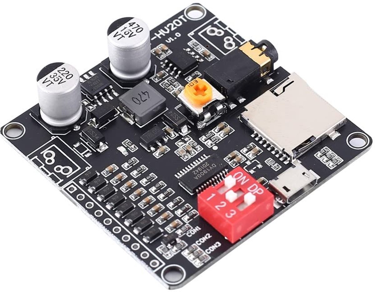 SnelShoppen - Voice Module DC 6V-35V Digitale Versterker met TF Kaart Ondersteuning, 20W Klasse D Amplifier, Ideaal voor Feest, Camping, Tuin en Keuke