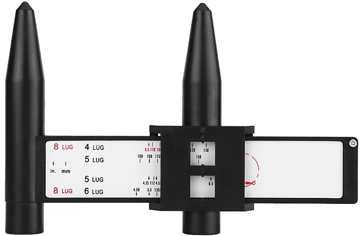 SnelShoppen - Rim Gauge, Auto Velgen Boutenpatroon Meetlat, PCD Ruler, Slidende Caliper voor 4, 5, 6, 8 Bouts, Hoogwaardige Kunststof, Handig Meetgere