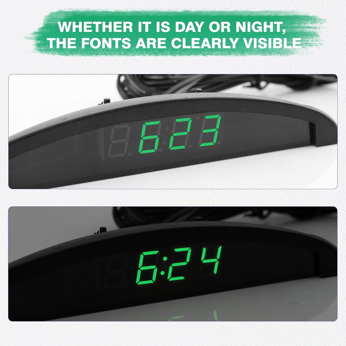 SnelShoppen - Digitale Auto Temperatuur Klok Thermometer voor Dashboard - LCD Display - Universeel - Groene Kleur - Comfortabel Rijden - Auto Interieu