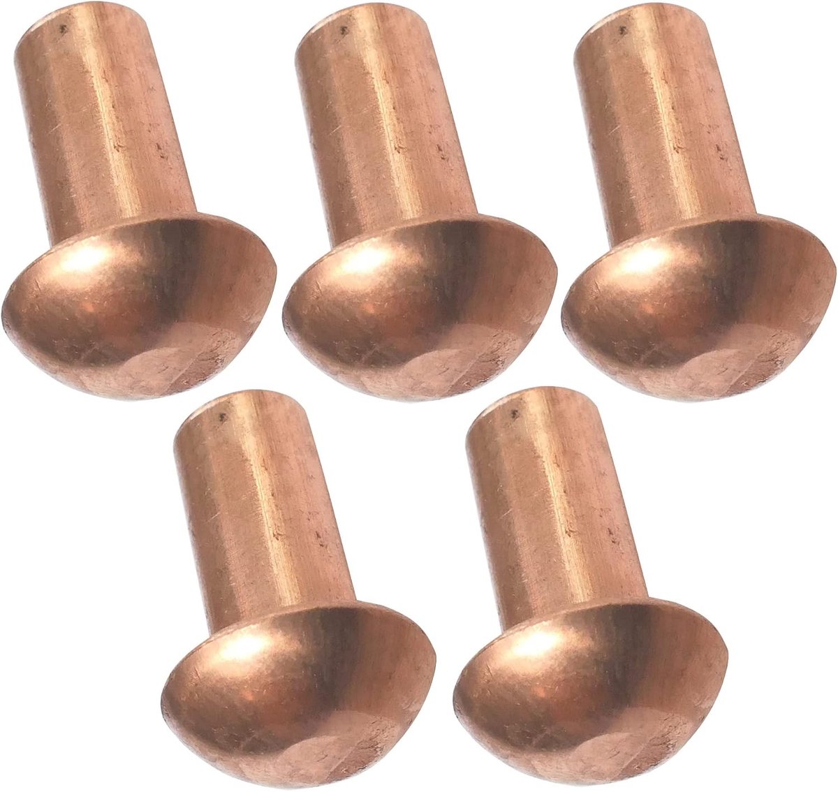SnelShoppen - Set van 5 koperen klinknagels Ø5x10mm met halfronde kop - gebogen klinknagel - DIN 661 - ideaal voor metaalbewerking en assemblage