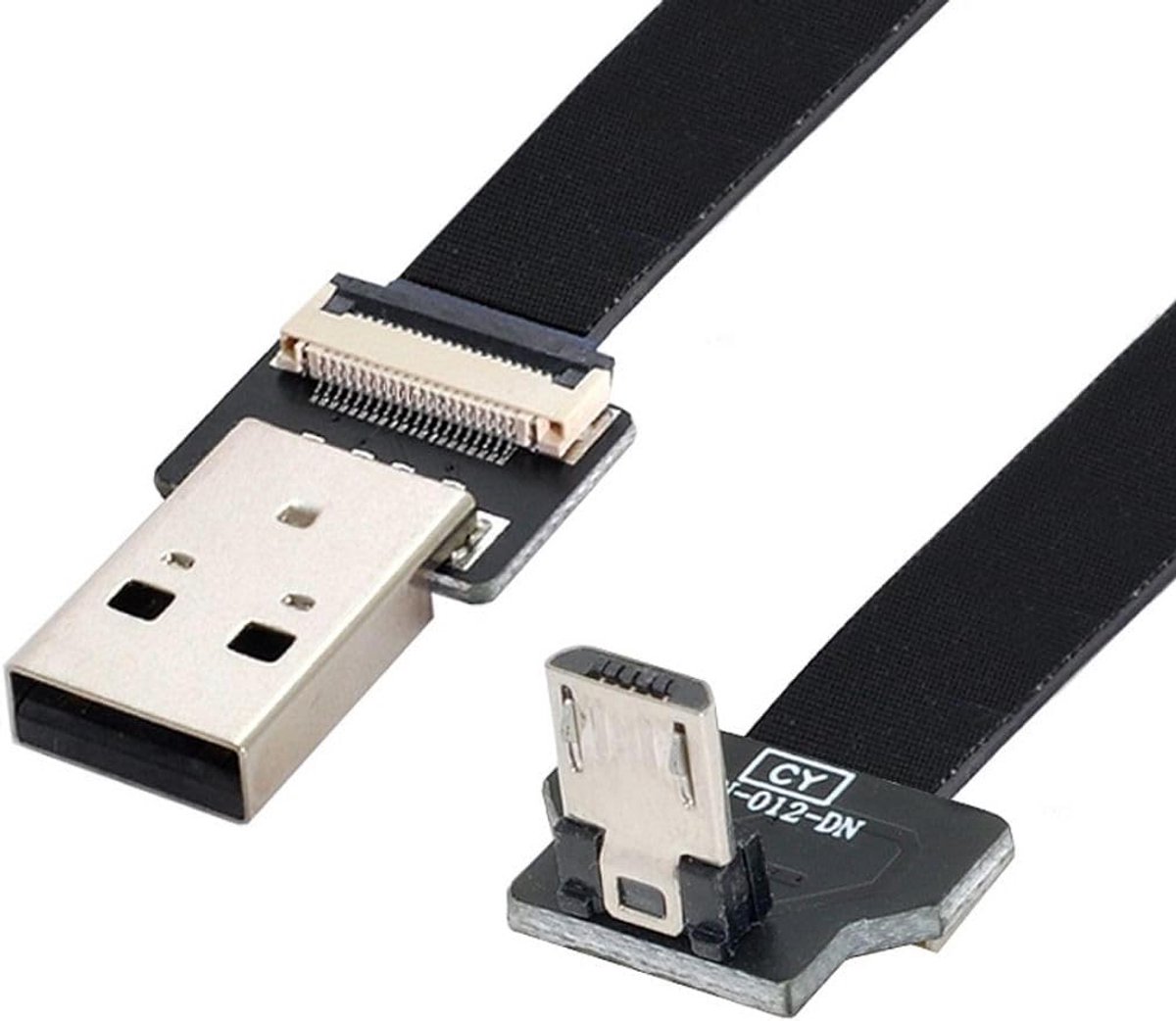 SnelShoppen - USB 2.0 Kabel - Type-A naar Micro USB 5Pin - 20cm Plat Slim FPC Kabel voor FPV, Disk en Telefoon - Gegevensoverdracht tot 480 Mbps