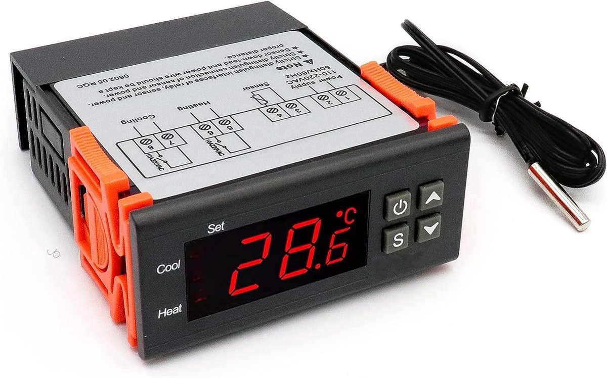 Digitale thermostaat 12V - 10A relais temperatuurregelaar - -58℃~99℃ met sensor - SnelShoppen