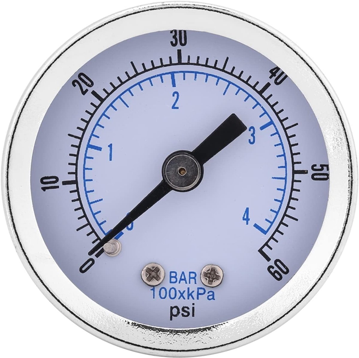 SnelShoppen - 40mm Drukmeter 0-60psi/0-4bar - Pneumatische Hydraulische Manometer - Dubbele Schaal - Metalen Behuizing - Compact en Draagbaar voor Gas