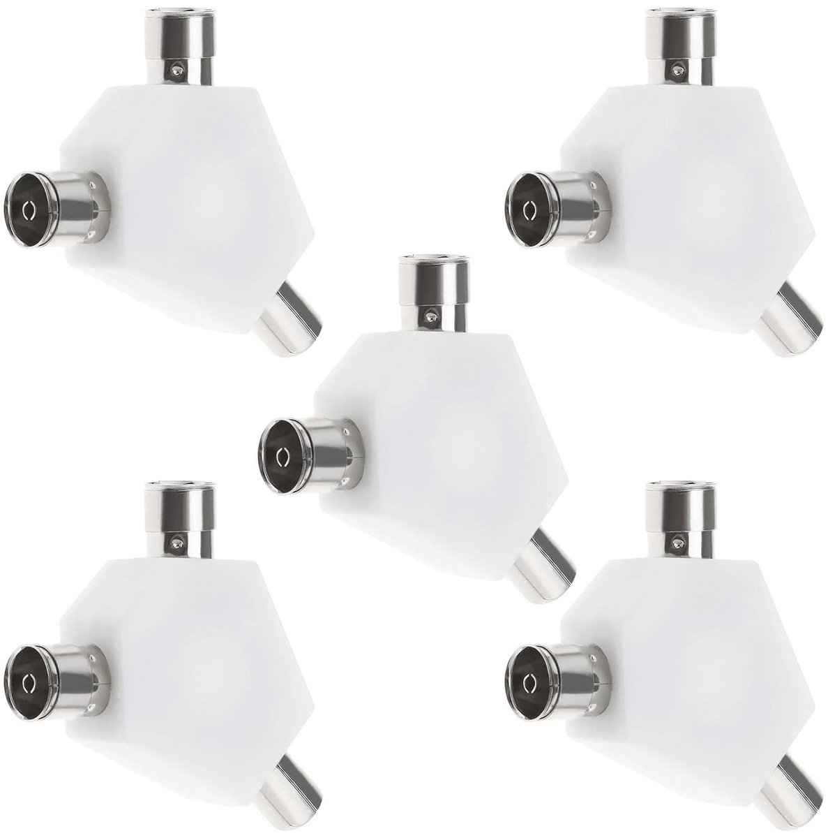SnelShoppen - 5x TV Antenne Male naar Female Connectoren Coaxiaal Splitter voor Digitale Signaalverbinding, 9.5mm, Stabiel en Duurzaam