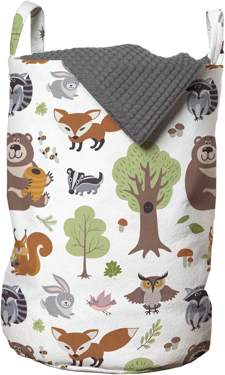 SnelShoppen - Wasmand met Trekkoord, Multifunctionele Baskets voor Wasgoed, Speelgoed, Boeken, 33 cm x 49 cm, Groen Multi-Kleur, Waterafstotend Polyes