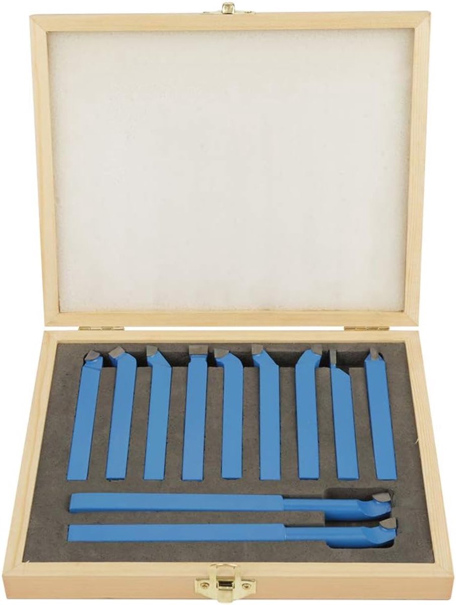 SnelShoppen - Tungsten Carbide Draaigereedschap Set 11-delig, 12x12mm Houtbewerking Gereedschap, Professionele Draaibeitels voor Algemeen Draaien, Fre