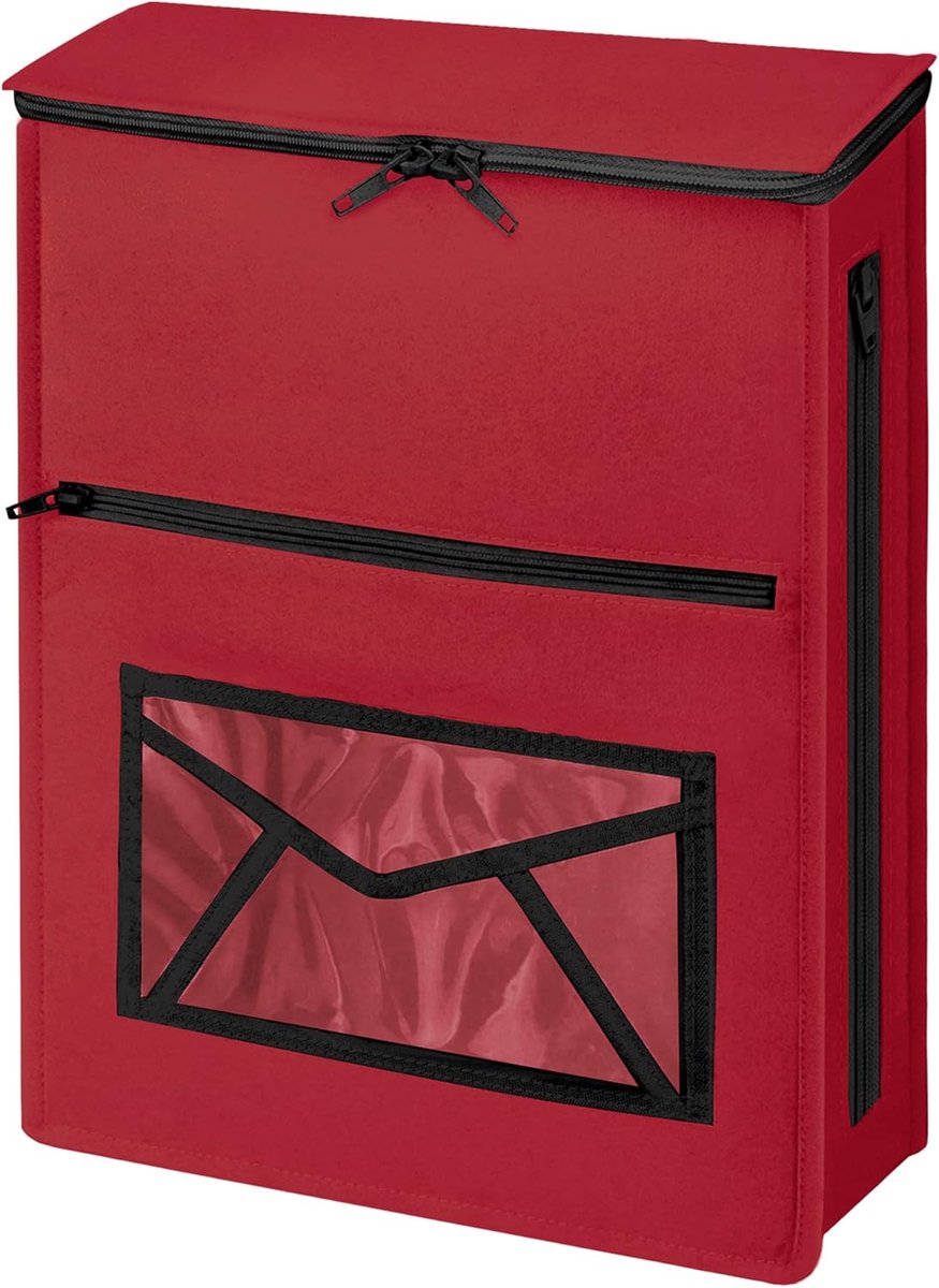 SnelShoppen - Mailbox Catcher voor de Deur Rood, 40x48x6 cm, Voor Horizontale Deuren, Eenvoudige Installatie, Zelfklevend, Geschikt voor UPVC, Hout, G
