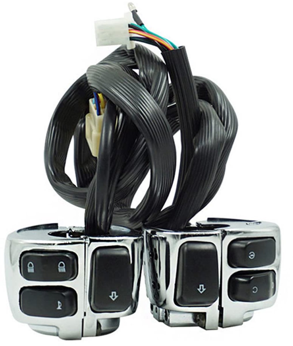 SnelShoppen - Handlebar Schakelaar voor Motor - 1 Inch Verchroomd Behuizing Hoorn Richtingaanwijzer Koplamp Elektrische Schakelaar - Geschikt voor 199