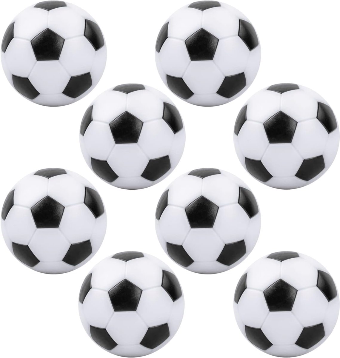 SnelShoppen - Set van 8 tafelvoetballetjes, hoogwaardige en stille 32 mm tafelvoetbalballen in zwart-wit, perfect voor tafelvoetbalspelletjes