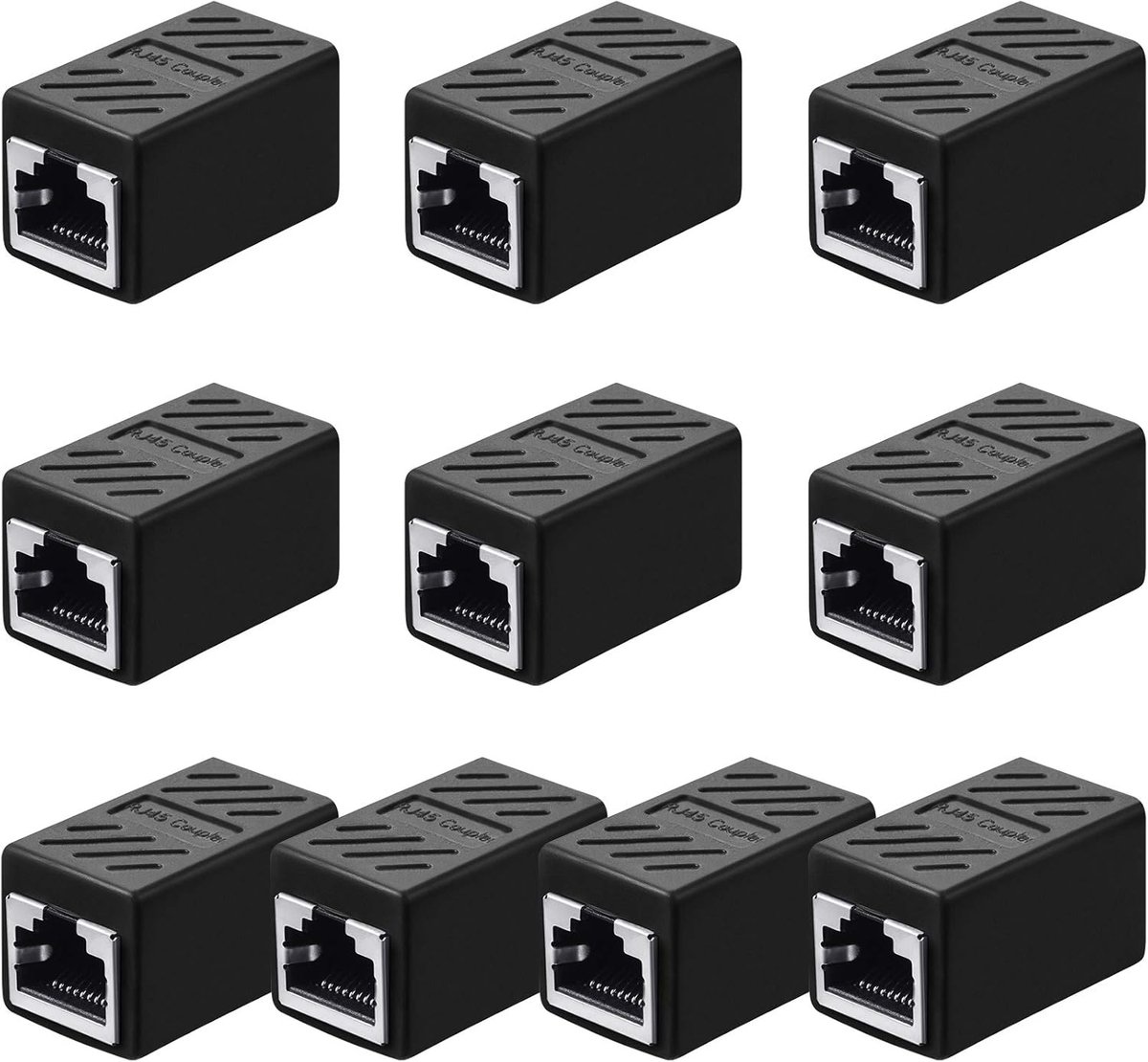 RJ45 Plug, Ethernet Expansion Adapter for Cat7/Cat6/Cat5e/Cat5, Ethernet Network Cable Coupling to Female (Black - ShopVlot