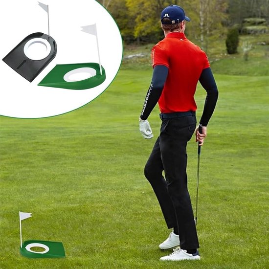 Golf Putting Cup Set met Vlag - 2 Stuks voor Binnen en Buiten, Ideaal voor Golftraining, Verbeter je Putting en Swingpositie met Verstelbare Holen en Vlaggen van GOLF — afbeelding 3