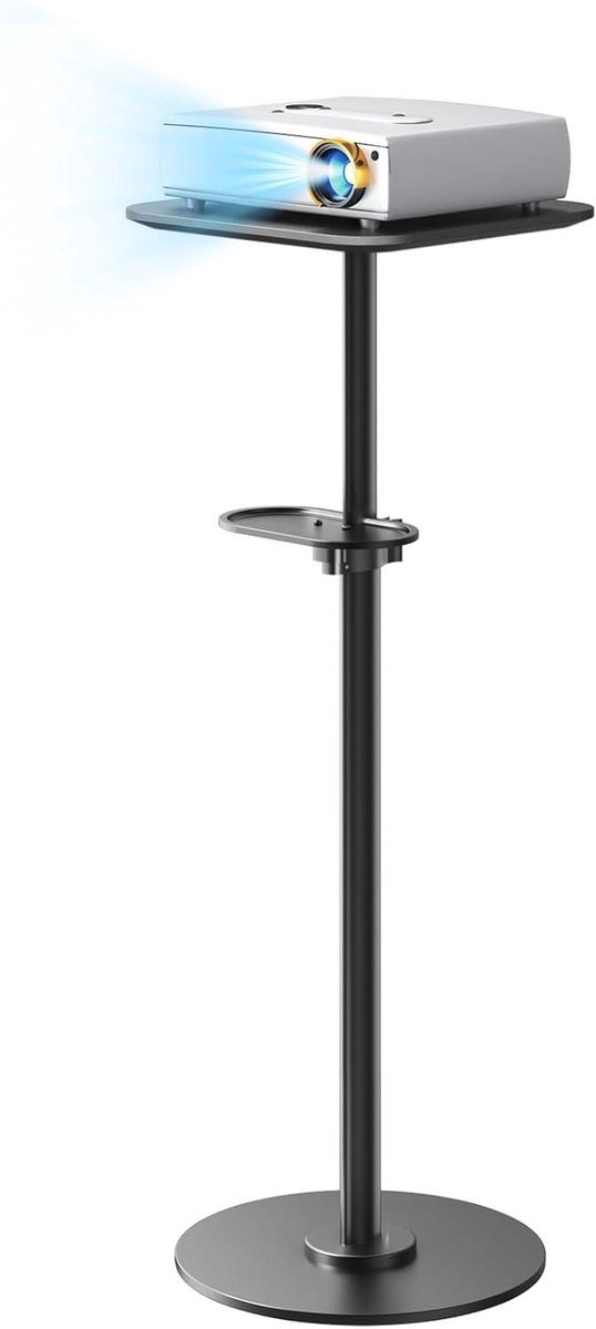 Projectorstandaard Vloer - Verstelbare standaard - Thuisbioscoop Inrichting - Traploze Hoogteaanpassing - 47 inch Max - Zwart