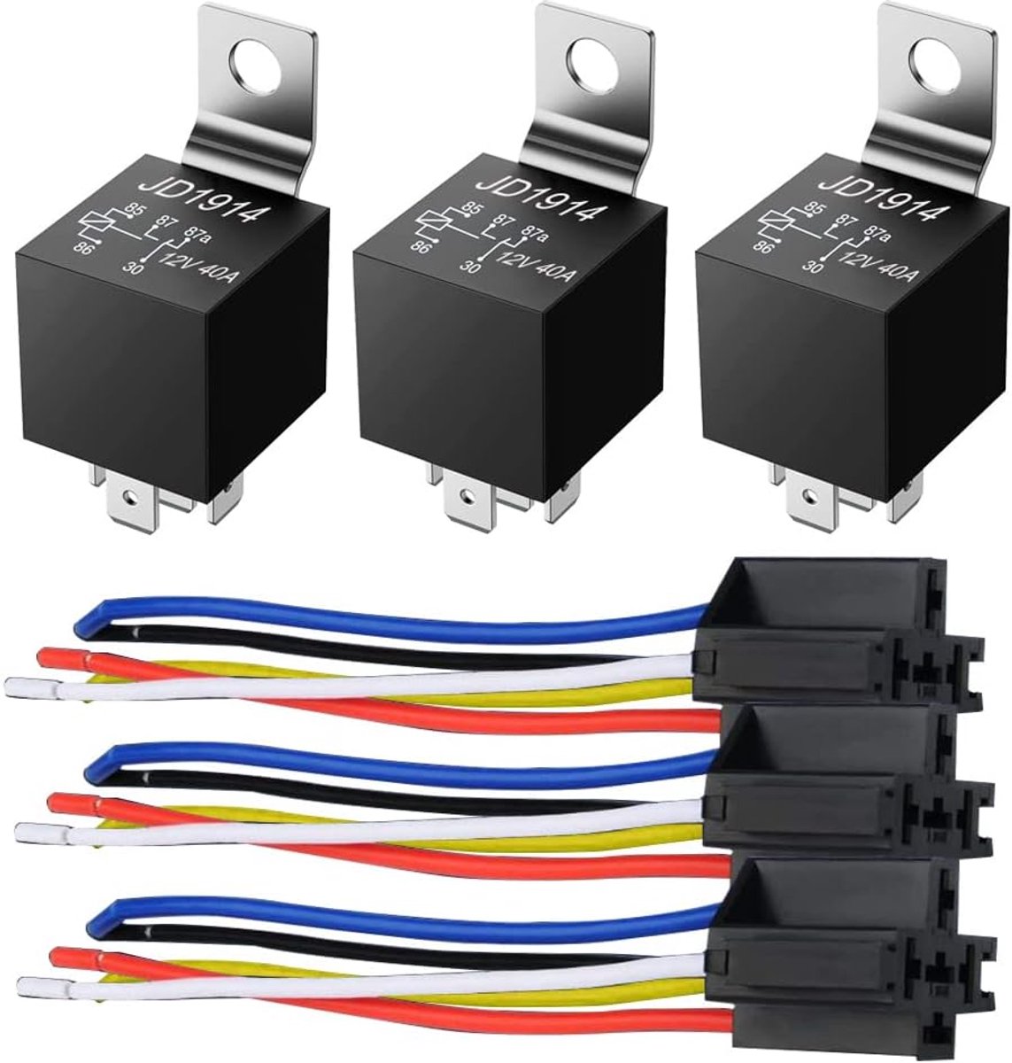 GUUZI 3-Pack 12V 40Amp Car Relay DC 5 Pin SPDT and Wiring Harness - ShopVlot