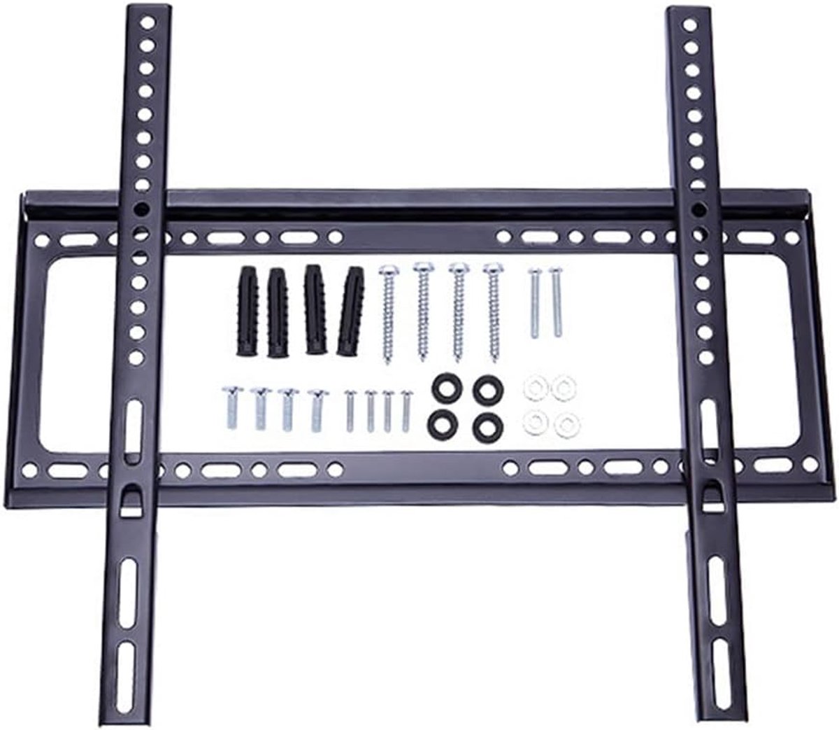 SnelShoppen - TV houder vast voor 26-65 inch TV's, universele dunne muurbeugel, houdt TV 1,25 inch van de muur, trekkoord vergrendelingssysteem, max V