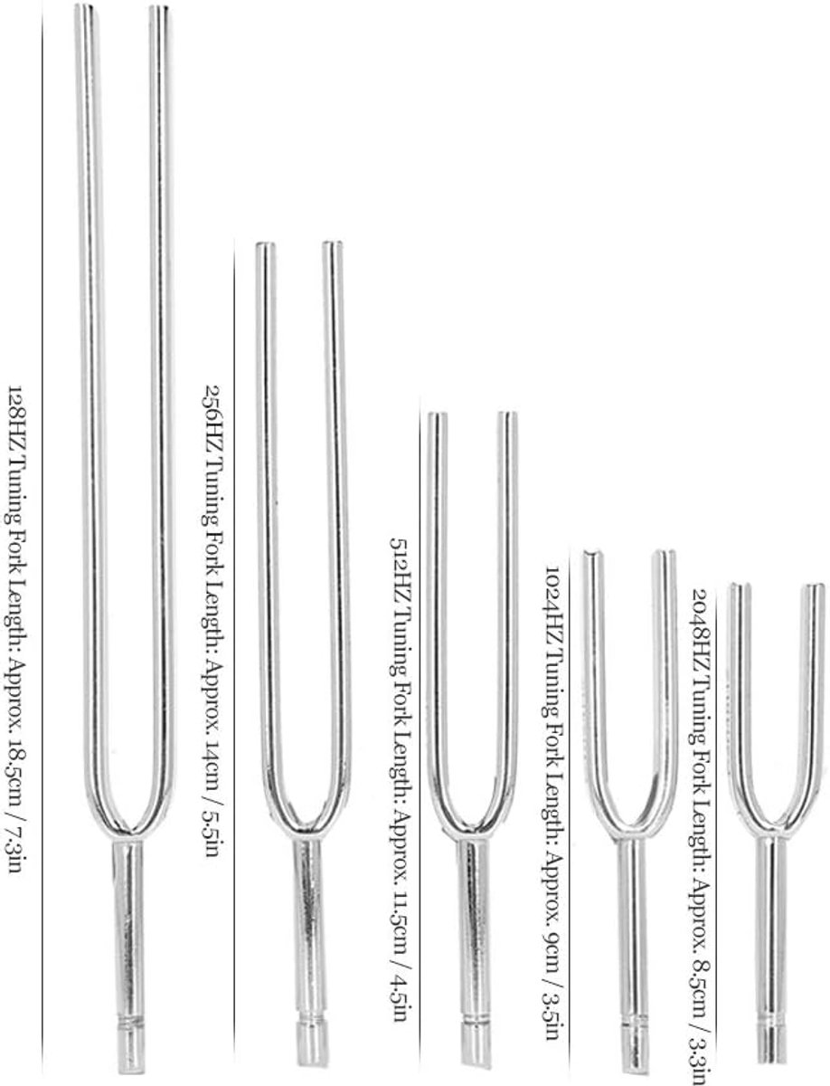 SnelShoppen - Tuning Fork Set - Geluidstherapie Muzikaal Instrument - 128HZ 256HZ 512HZ 1024HZ 2048HZ - Hoogwaardige Aluminium Legering - Inclusief Op