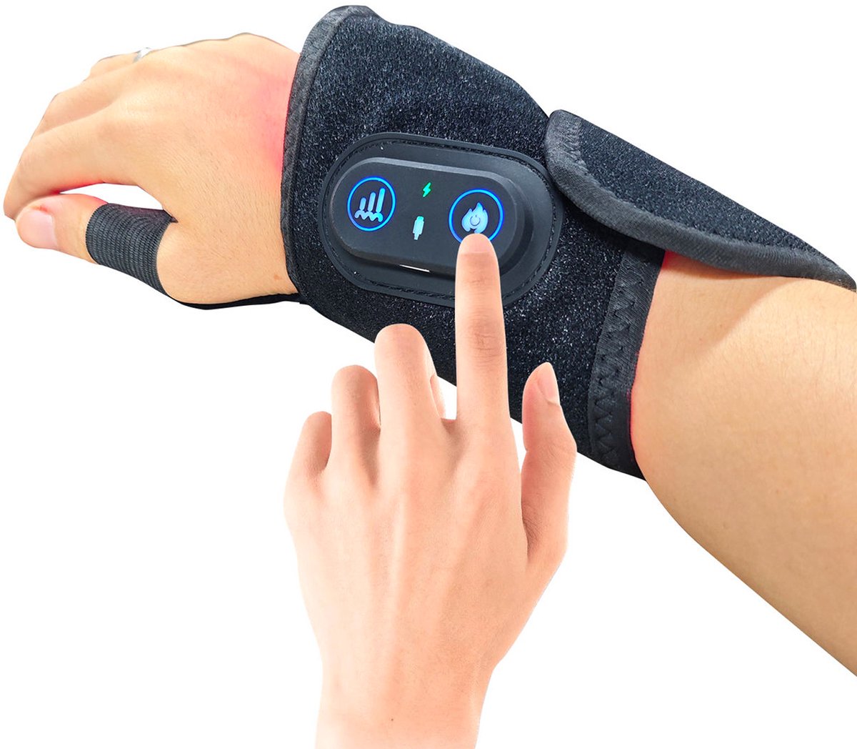 zurabini - Infrarood Brace - Red Light Therapy Polsband - Infrarood Therapie met 660nm Rood Licht & 850nm Infraroodlicht - Warmtefunctie, 48 LED's en Timer - Voor Pols en Hand Gebruik