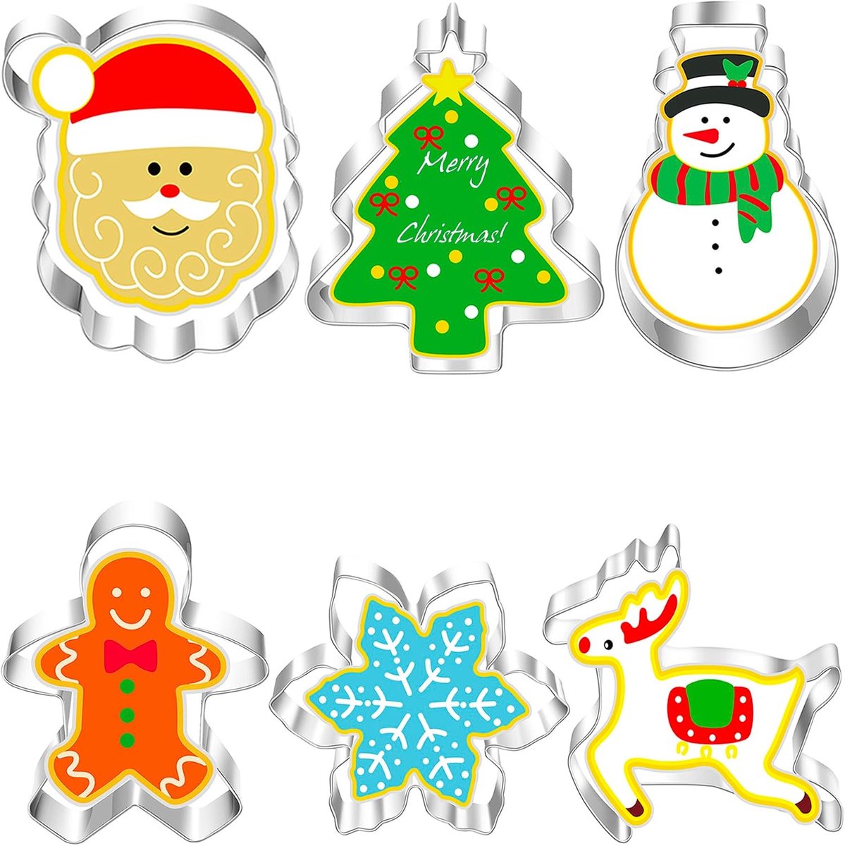 SnelShoppen - Kerst Koekjes Uitsteekvormpjes Set van 6 - RVS Koekjesvormen voor Kerstmis - Diverse Vormen - Perfect voor Kinderen en Feestdagen