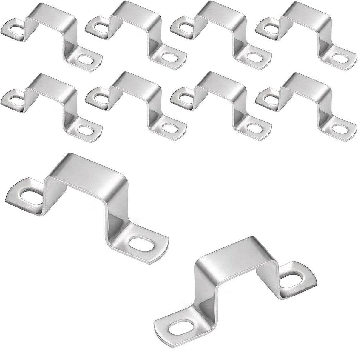 SnelShoppen - 10 stuks vierkante buisklemmen, buisklemmen 25mm x 25mm, roestvrijstalen buisklem, zilver, voor het bevestigen van water- en gasleidinge
