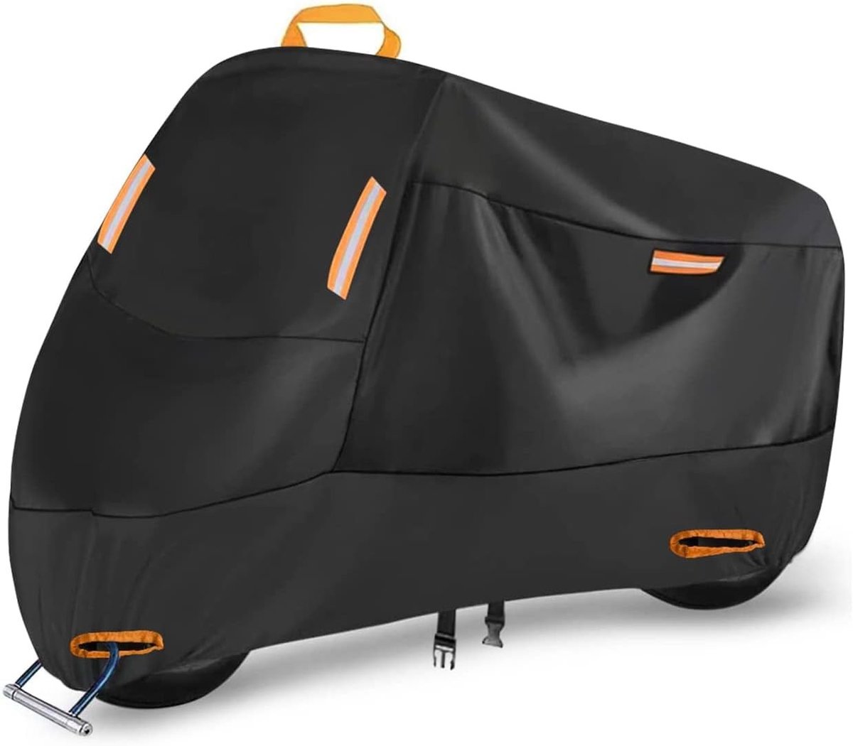 Waterdichte Motorhoes voor Buiten, Bescherming tegen Regen, UV-stralen en Wind met Reflecterende Strips, Inclusief Opbergzak en Handvat, Geschikt voor Scooter en Moped (L: 190 x 95 x 110 cm)