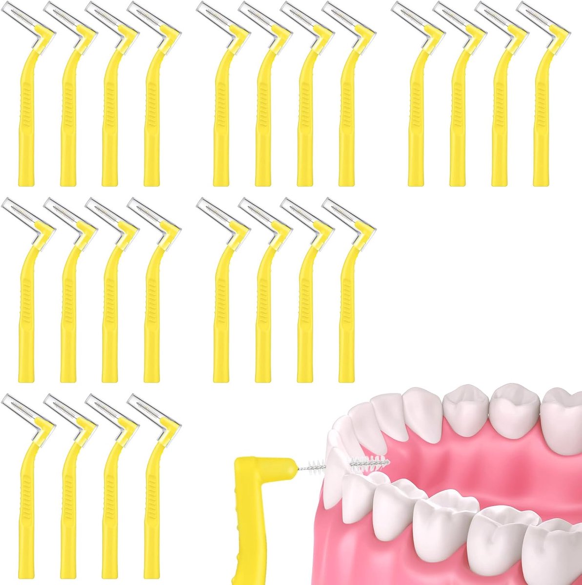 SnelShoppen - 24Stuks Interdentale Borstels, 6 Maten, Zachte Tandenborstel met Gehoekte Kop en Antislip Handvat voor Braces, Ruimte Reinigen en Mondve