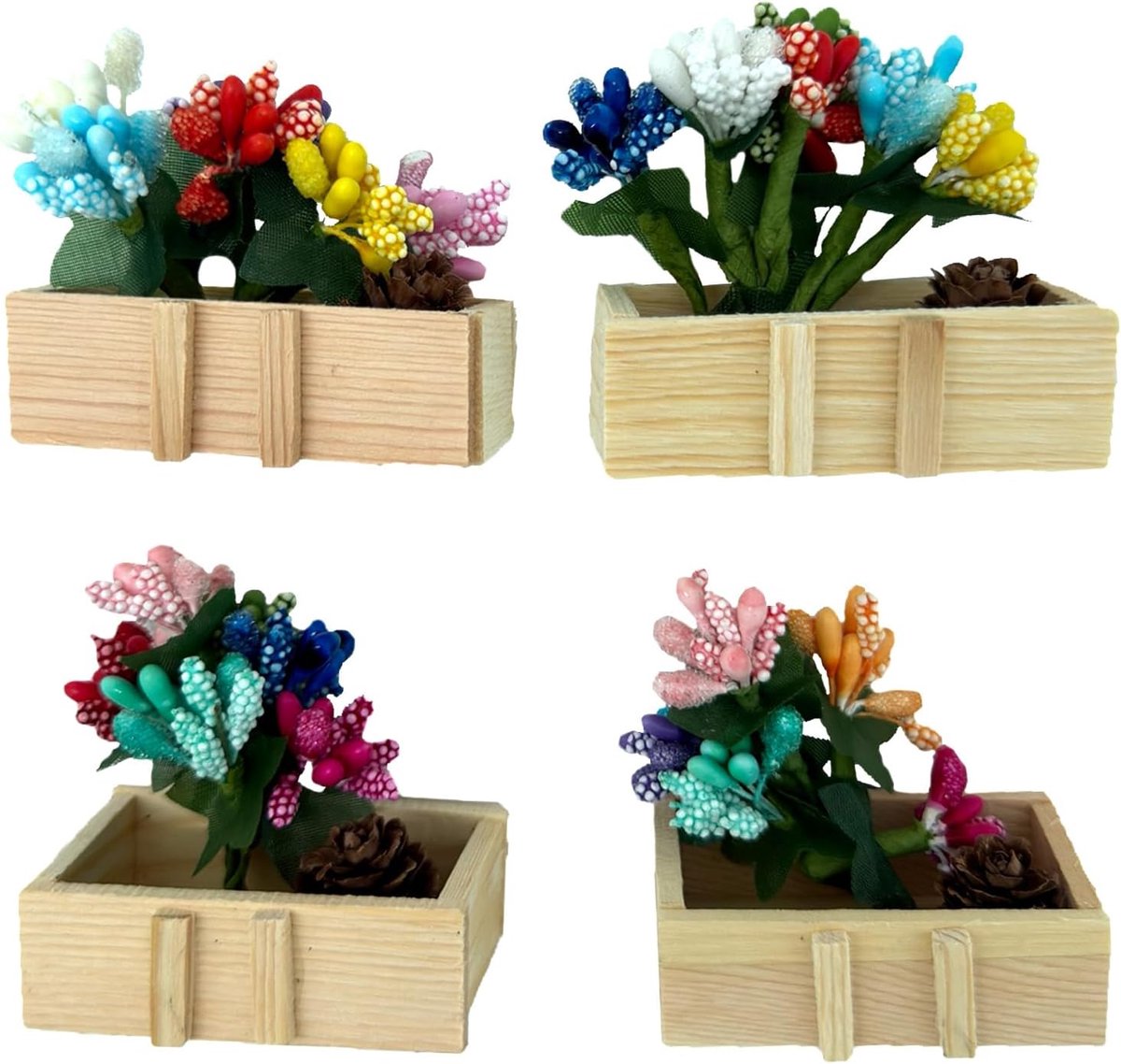 Magnetische Jars 4 Stuks - Houten Fridge Magneten - Unieke Bloemenvorm - Leuk voor Keuken of Kantoor - ShopVlot