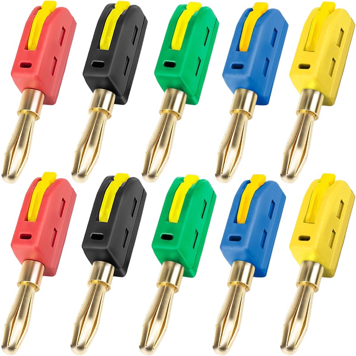 SnelShoppen - 10x 4mm Hoge Stroom Banana Plugs, Solderloos en Snelle Verbinding, 32A voor Testapparatuur, Audio, Elektronica, 5 Kleuren