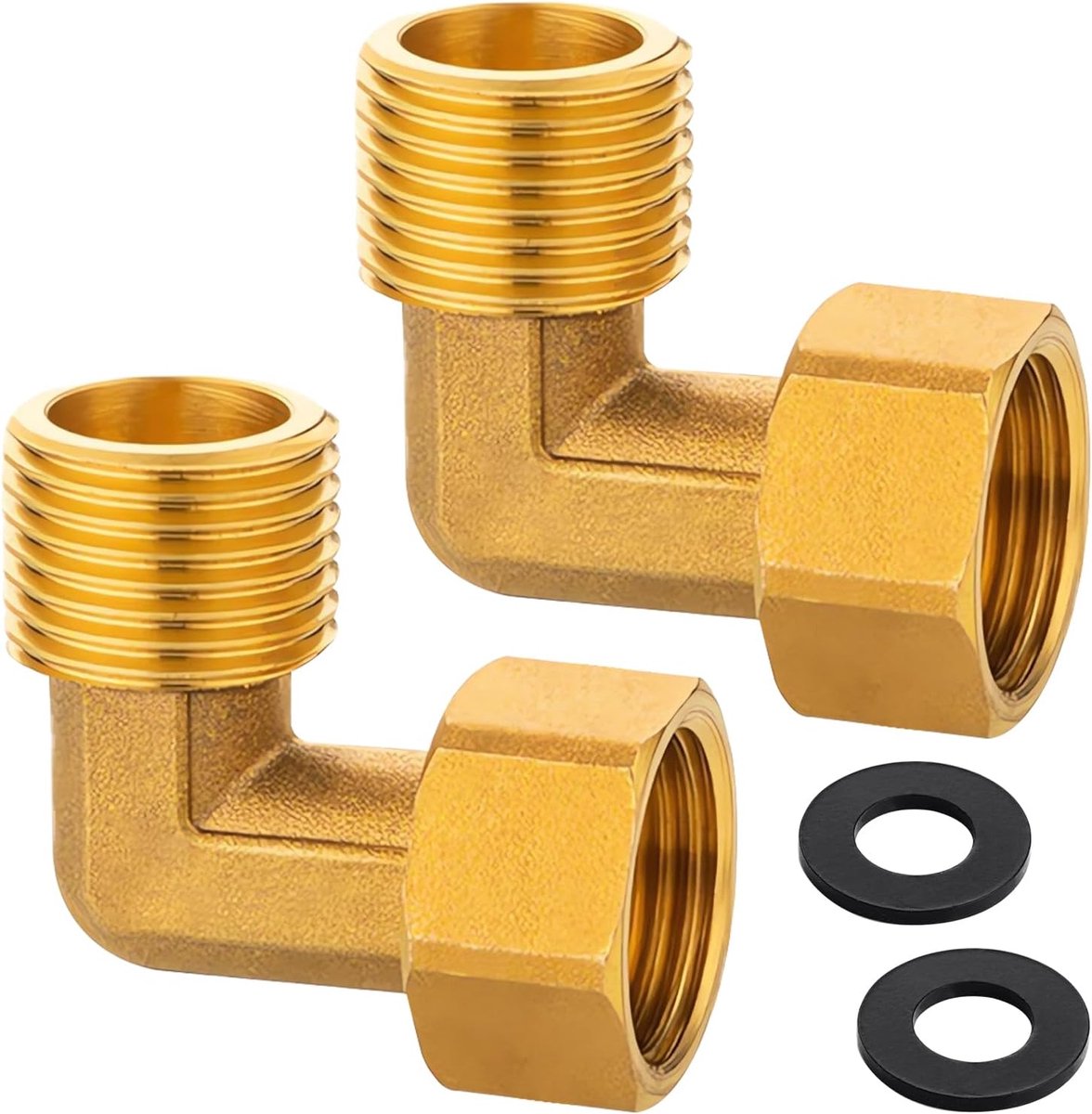 2pcs brass movable screw connection, 1/2 inch brass bend 90°, 1/2" AG/IG angle movable with O-ring, DN15 90 degree - ShopVlot