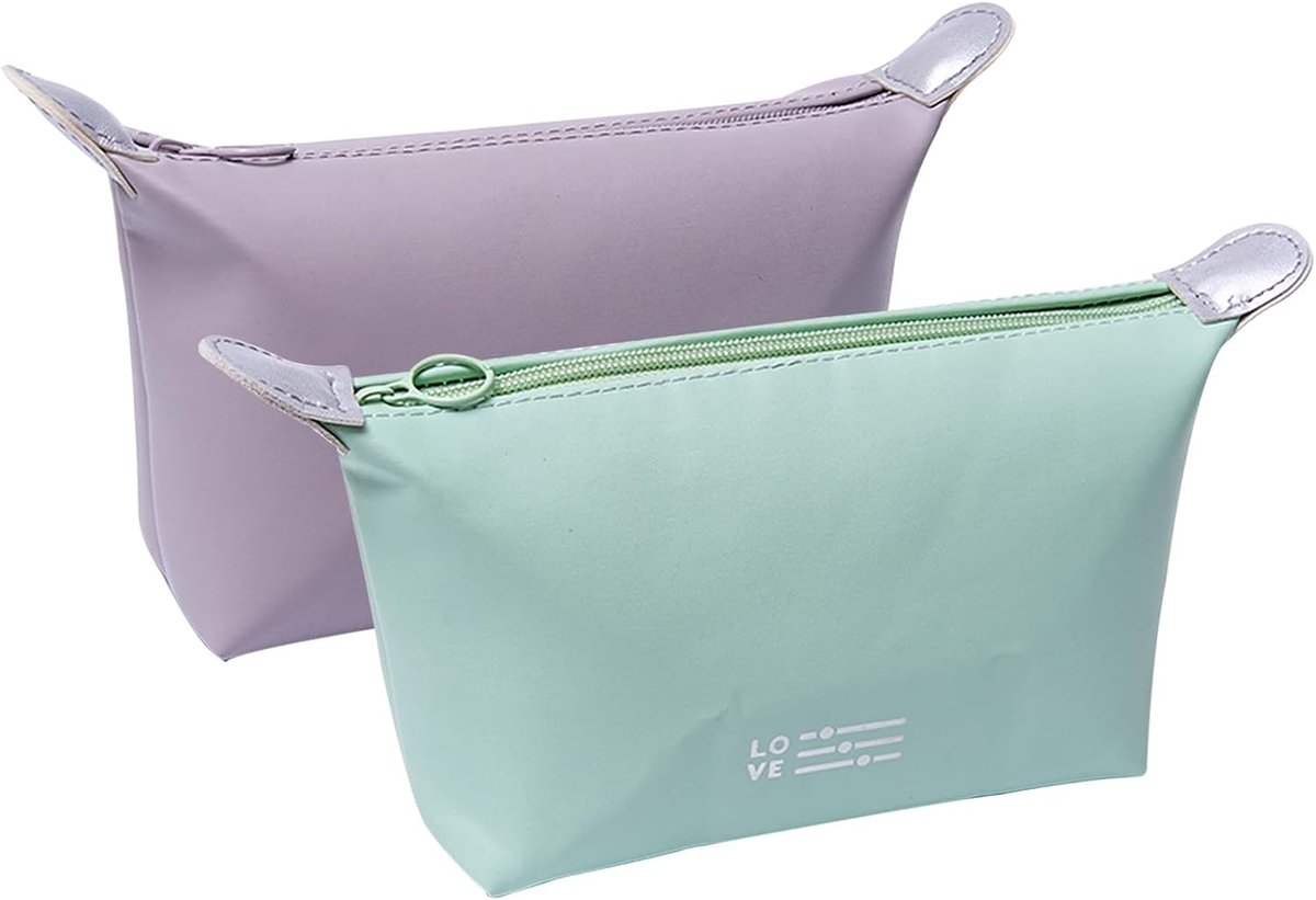 Makeup tas set van 2 - waterdichte PU toilettassen - compacte reistas - perfect voor cosmetica en toiletten - ShopVlot