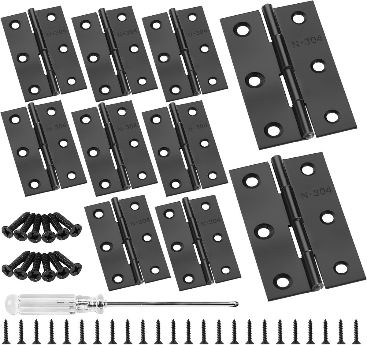 SnelShoppen - Scharnieren 10 Stuks RVS Zwart Vouwscharnieren 66 x 42 x 1 mm voor Deuren, Ramen, Kasten - 270 Graden - Inclusief 60 Bevestigingsschroev