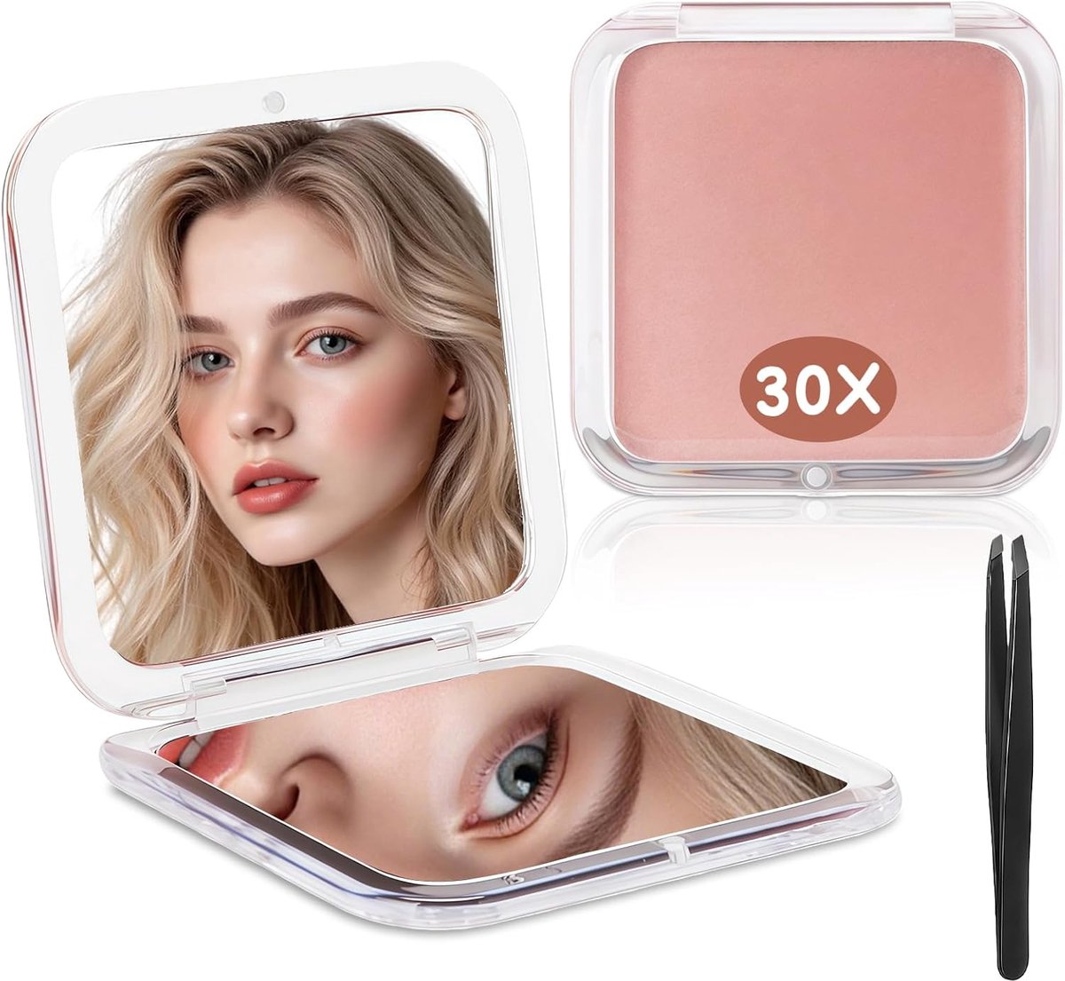 SnelShoppen - Compact Spiegel - Roze Goud, Draagbaar, Handzaam, Make-up Accessoire, Voor Thuis, Feest, Reizen, Luxe Uitstraling