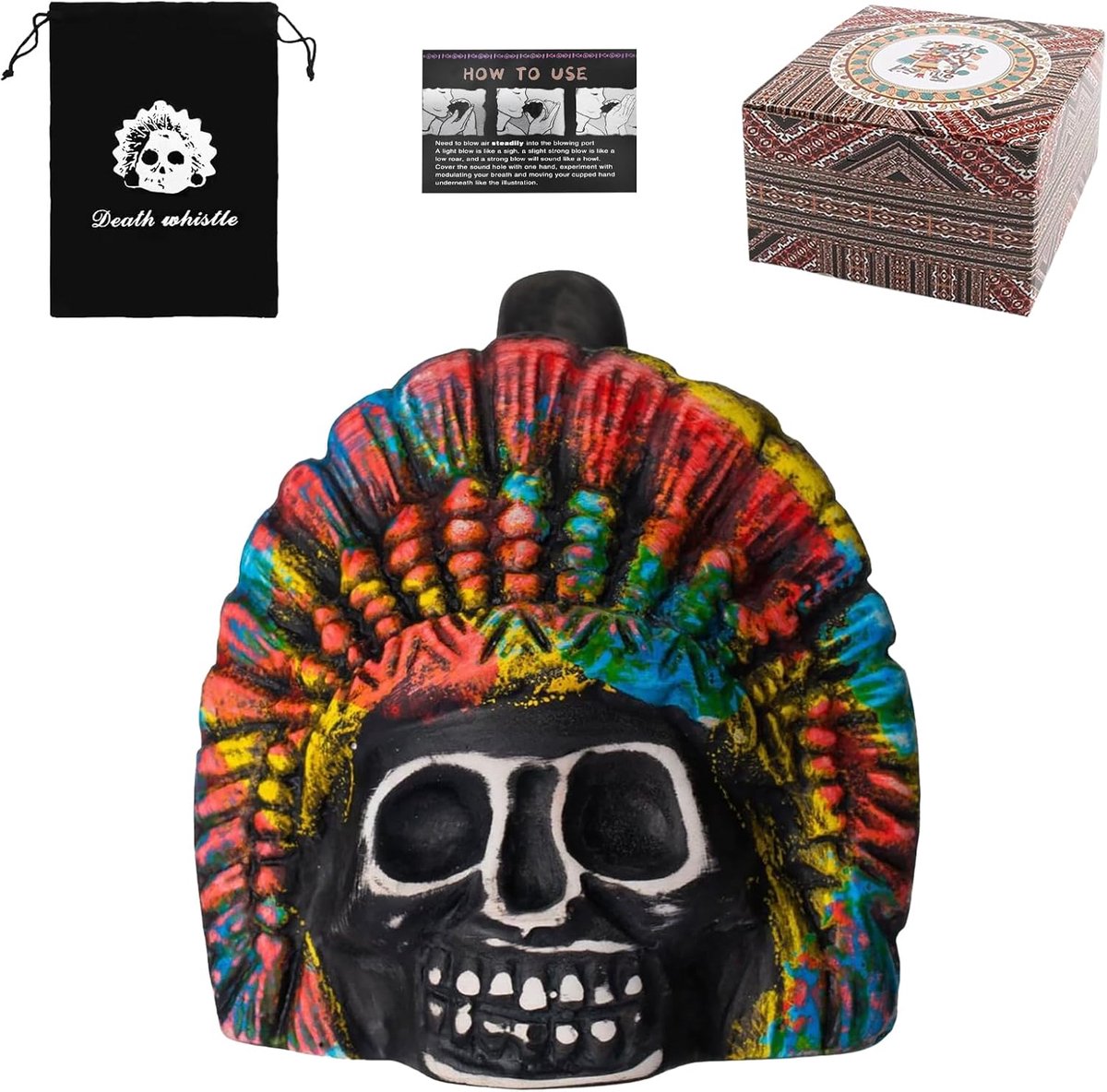 SnelShoppen - Azteekse Doodfluit - Authentiek Menselijk Schreeuwgeluid - Extreem Luide Oorlogsfluit 125+ Decibel - Horror Decoratie voor Halloween en