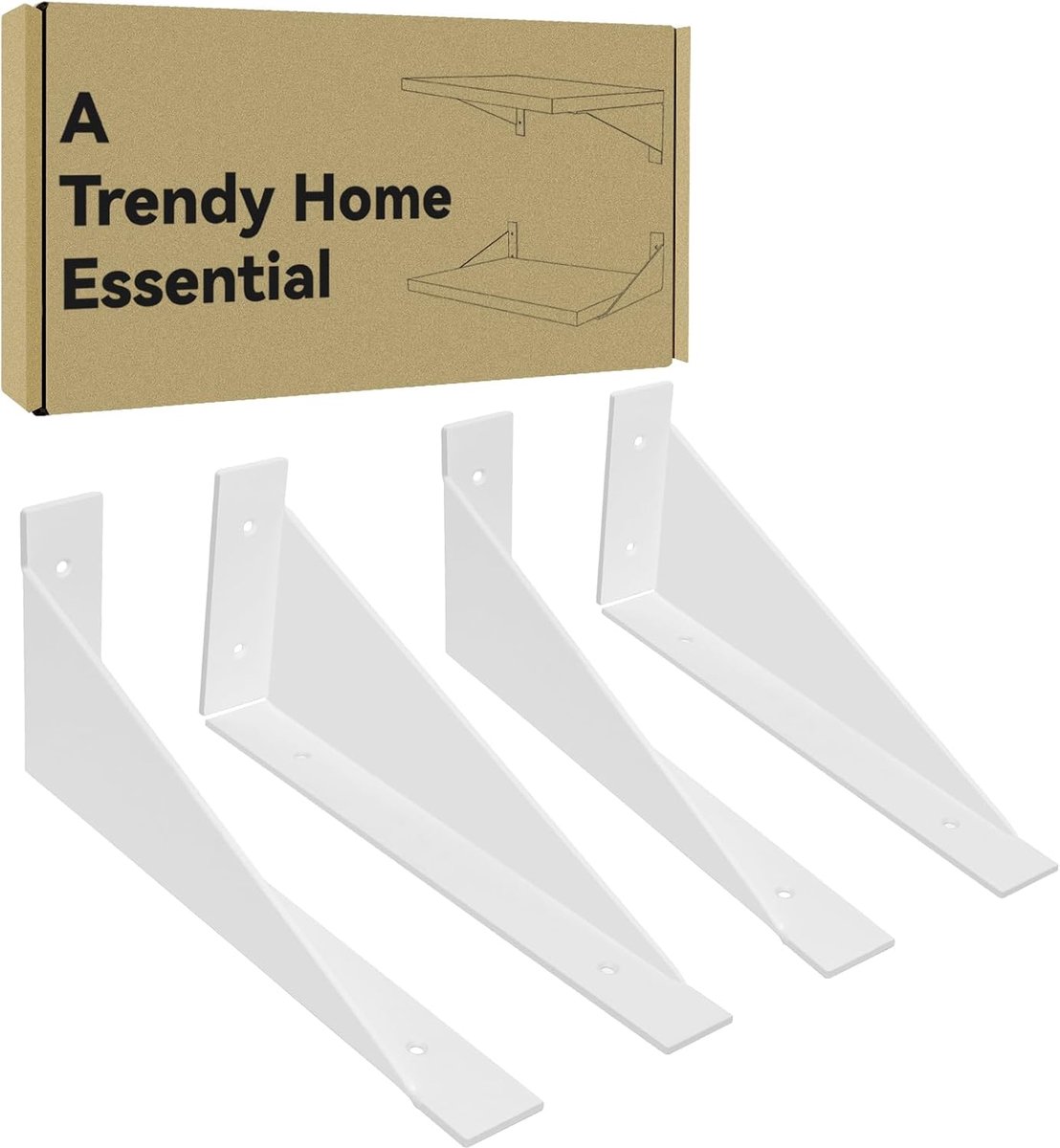 SnelShoppen - 30cm Hoekplank Steunen, 2 Pairs, Wit, Stevige Plankdragers van Hoogwaardig Metaal, Voor Keuken, Slaapkamer, Woonkamer en Thuis