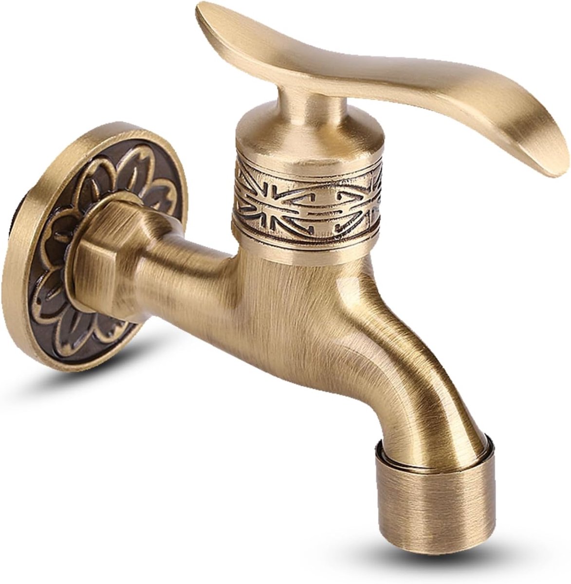 SnelShoppen - Antieke Waterkraan G1/2'' Messing Wandmontage Koud Water Kraan Enkel Handvat voor Badkamer Wasserij Decoratie