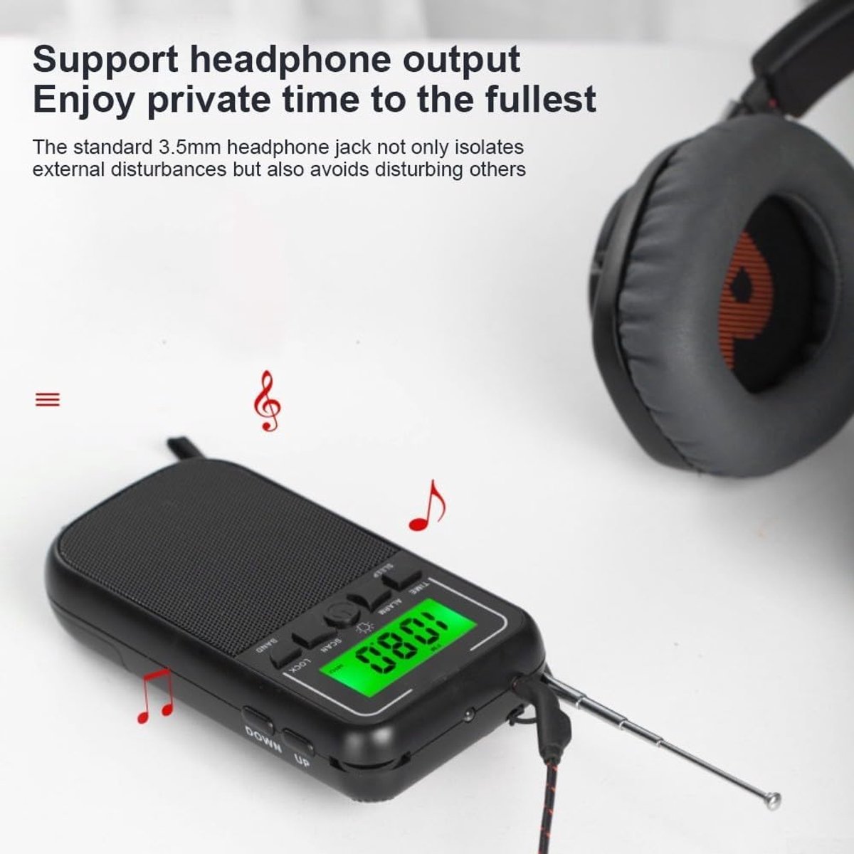 SnelShoppen - Draagbare Pocket Radio - Kleine FM/AM/SW Kortegolf Radio - Lichtgewicht Batterij Aangedreven voor Familie en Senioren - Grijs