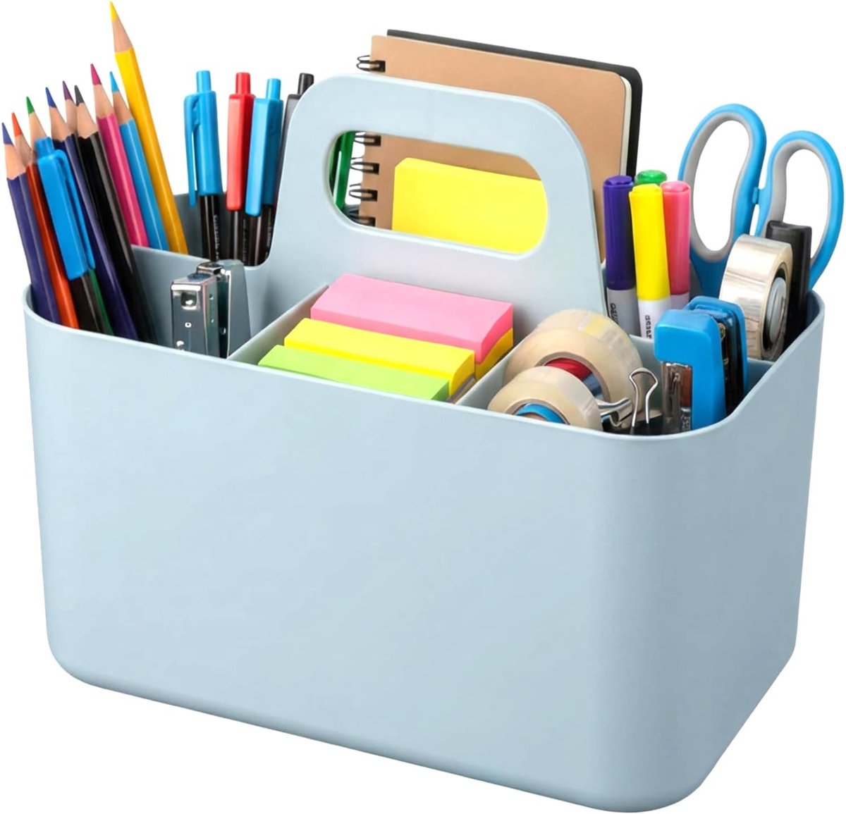 SnelShoppen - Organizer Basket met Handvat, Stapelbare Plastic Opbergdoos met 5 Compartimenten, Organizer voor Badkamer, Keuken, Make-up, Bureau en Cr