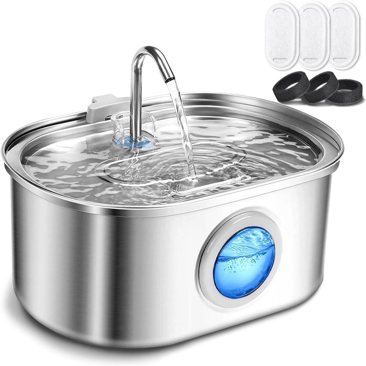 Roestvrijstalen Waterfontein - Katten Drinkfontein - Huisdier Verzorging - Ultra Stil Ontwerp - 32 Liter Capaciteit - Transparant
