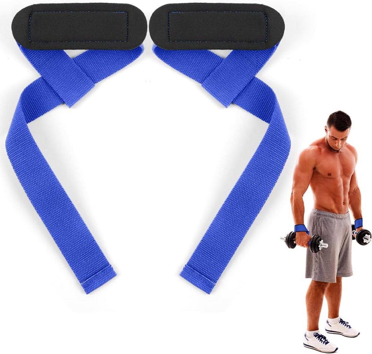 Lifting Straps 59 cm - Premium Gevoerde Polssteunen - Betrouwbare Grip - Ideaal voor Deadlifts - ShopVlot