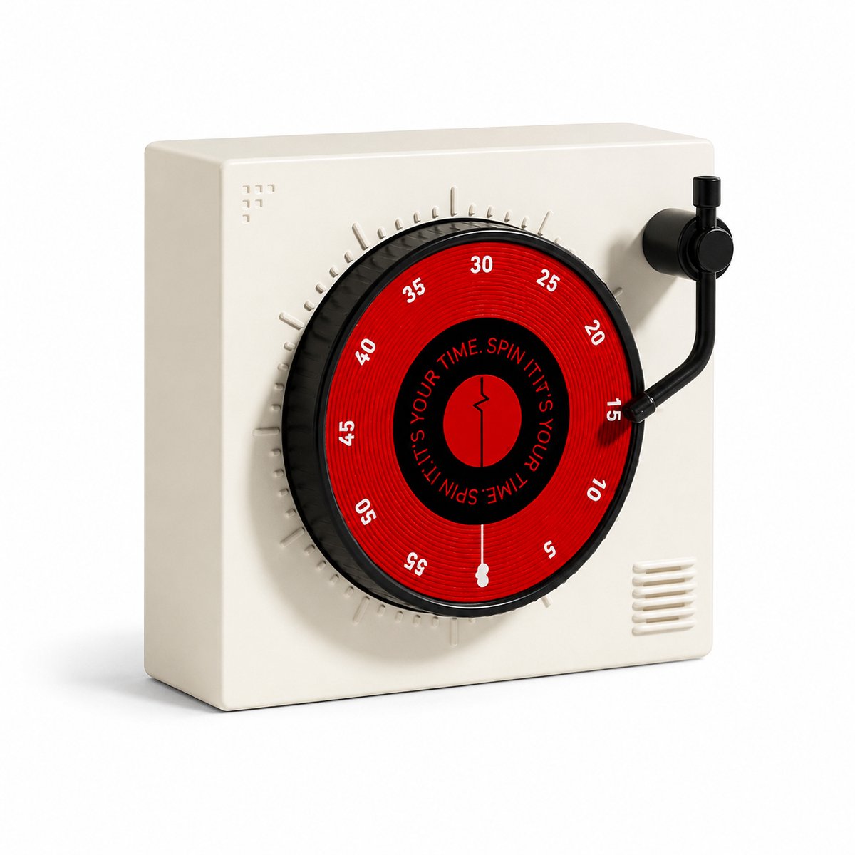 Bobypet - Retro Kookwekker Magnetisch met Platenspeler Design - Mechanische Keuken Timer Zonder Batterij - Analoge Eierwekker voor Keuken, Studie en Kantoor - Wit