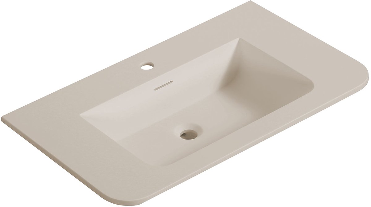 Wiesbaden Laro Wastafel Met 1 Kraangat 80 x 48 x 1,5 cm - Solid Surface Beige