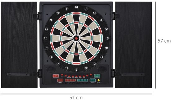 Zerova Elektrisch dartbord met LED Scorebord - Digitaal Dartspel voor 8 Spelers Inclusief 12 Darts en 30 Reservepunten - Zwart — afbeelding 2