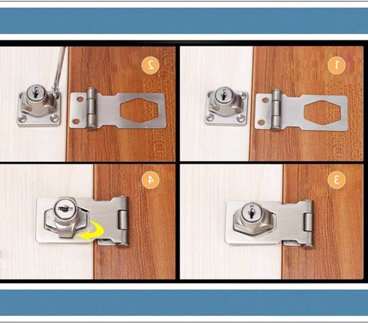 Veiligheidsvergrendeling met Sleutel en Schroef voor Schuurdeuren, Meubels en Opbergdozen - 90 Graden Hasp Slot (105mm)