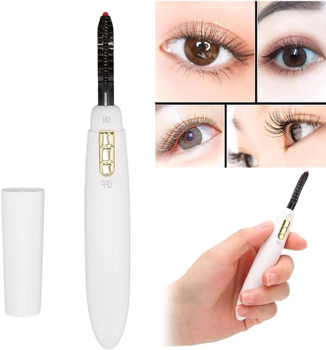 Verwarmde wimperkruller voor langdurige natuurlijke krullen, ideaal voor dagelijks en professioneel gebruik, batterij-aangedreven en ergonomisch ontwerp