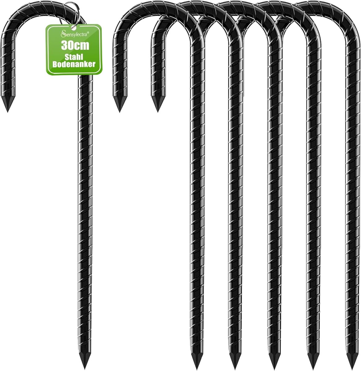 Grondanker haringen - Zwart - 30 cm - Verzinkt Staal - Voor Tenten en Trampolines
