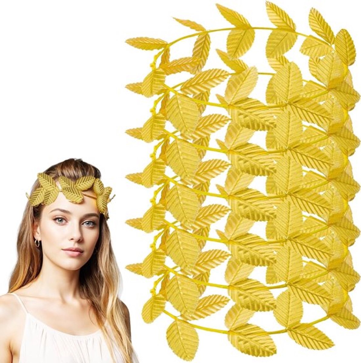 6 Delige Gouden Laurierkrans, Romeinse Bladeren Hoofdsieraad, Grieks Kostuum Accessoires voor Carnaval, Kerst, Halloween en Cosplay