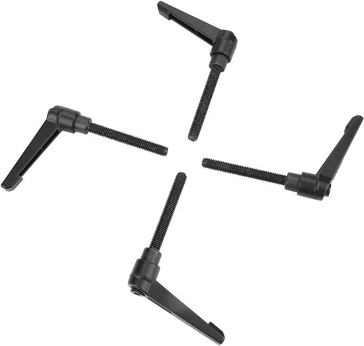 Set van 4 Verstelbare Klemhendels met M6 Draad, Roestvrij Staal, Zwart - Ideaal voor Meubelmontage en DIY Projecten